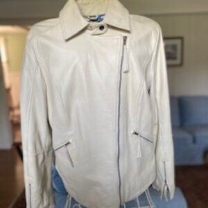 Vintage Leather Twiggy Cream  Jacket Hipster  Motorcycle